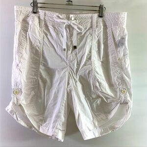🇺🇸RALPH LAUREN Bermuda Roll Down Button Sides Cargo All White Shorts